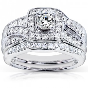 White Gold 1ct TDW Diamond Bridal Rings Set - Handcrafted By Name My Rings™