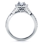 White Gold 1ct TDW Diamond Crossover Halo Ring - Handcrafted By Name My Rings™