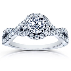 White Gold 1ct TDW Diamond Crossover Halo Ring - Handcrafted By Name My Rings™