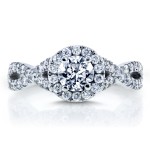White Gold 1ct TDW Diamond Crossover Halo Ring - Handcrafted By Name My Rings™