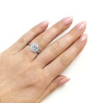 White Gold 1ct TDW Diamond Dome Double Halo Engagement Ring - Handcrafted By Name My Rings™