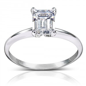 White Gold 1ct TDW Diamond Solitaire Engagement Ring SI1-SI2 - Handcrafted By Name My Rings™