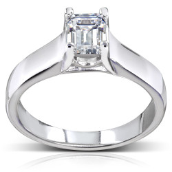 White Gold 1ct TDW Emerald Cut Solitaire Diamond Ring SI1-SI - Handcrafted By Name My Rings™