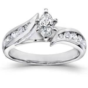 White Gold 1ct TDW Marquise Diamond Engagement Ring - Handcrafted By Name My Rings™