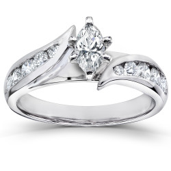 White Gold 1ct TDW Marquise Diamond Engagement Ring - Handcrafted By Name My Rings™