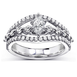 White Gold 1ct TDW Marquise Diamond Split Shank Engagement Ring - Handcrafted By Name My Rings™