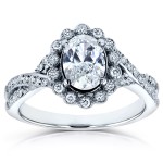White Gold 1ct TDW Oval Diamond Antique Engagement Ring - Handcrafted By Name My Rings™