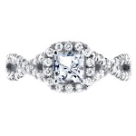 White Gold 1ct TDW Princess Diamond Halo Crossover Engagement Ring - Handcrafted By Name My Rings™