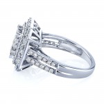 White Gold 1ct TDW Rectangular Frame Diamond Cluster Ring - Handcrafted By Name My Rings™