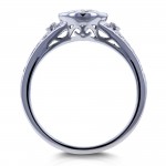 White Gold 1ct TDW Round Bezel Diamond Vintage Engagement Ring - Handcrafted By Name My Rings™