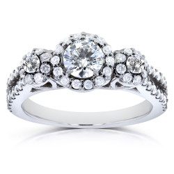 White Gold 1ct TDW Triple Halo Diamond Engagement Ring - Handcrafted By Name My Rings™