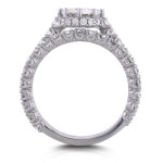 White Gold 2 1/10ct TCW Round Moissanite and Diamond 8-Prong Standing Halo Bridal Rings - Handcrafted By Name My Rings™