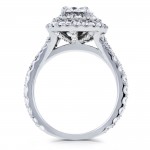White Gold 2 1/10ct TDW Round Diamond Double Halo Vintage Engagement Ring - Handcrafted By Name My Rings™