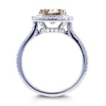 White Gold 2 1/4ct TDW Mixed Brown and White Diamond Double Halo Ring - Handcrafted By Name My Rings™