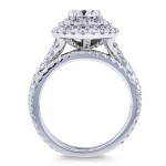 White Gold 2 2/5ct TCW Moissanite and Diamond Double Halo Split Shank Bridal Set - Handcrafted By Name My Rings™