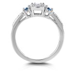 White Gold 2/5ct Blue and White Diamond Three Stone Engagement Ring - Handcrafted By Name My Rings™