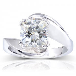 White Gold 2ct Cushion Moissanite Wide Bypass Style Solitaire Unique Engagement Ring - Handcrafted By Name My Rings™