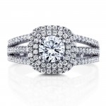White Gold 2ct TCW Forever One Moissanite and Halo Diamond Multi-row Split Band Engagement Ring - Handcrafted By Name My Rings™