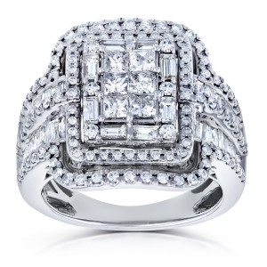 White Gold 2ct TDW Diamond Princess Cut Halo Engagement Ring - Handcrafted By Name My Rings™