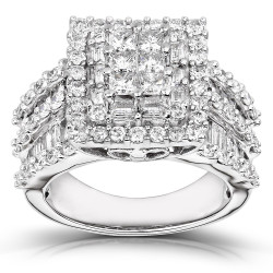 White Gold 2ct TDW Princess Diamond Square Frame Cluster Composite Ring - Handcrafted By Name My Rings™