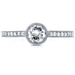 White Gold 3/4ct TDW Bezel Diamond Milgrain Engagement Ring - Handcrafted By Name My Rings™