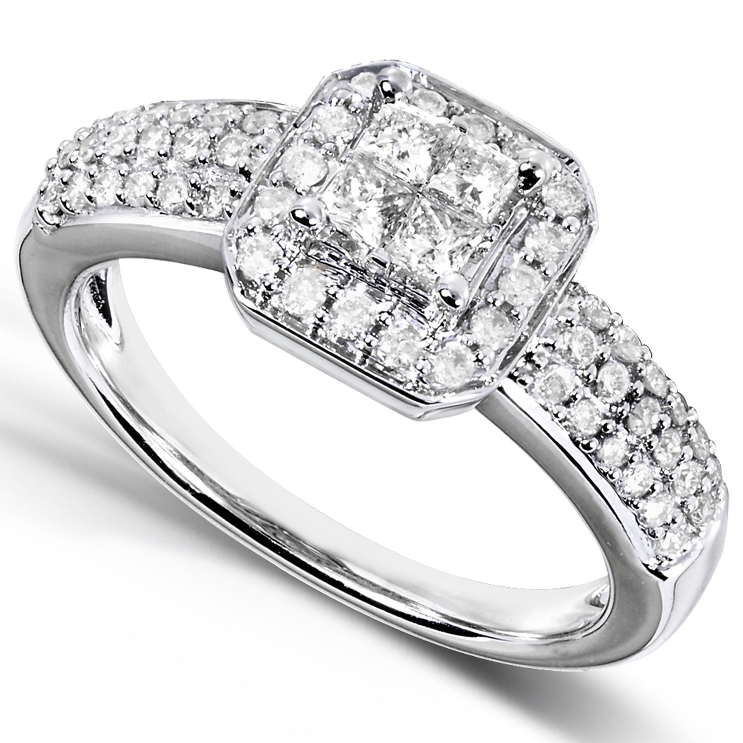 White Gold 3/4ct TDW Diamond 3-piece Bridal Ring Set - Handcrafted By ...