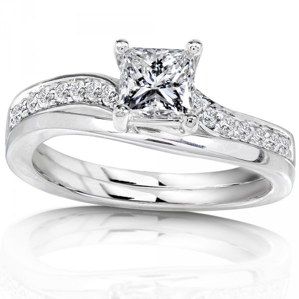 White Gold 3/4ct TDW Diamond Bridal Ring Set - Handcrafted By Name My Rings™