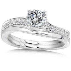 White Gold 3/4ct TDW Diamond Bridal Ring Set - Handcrafted By Name My Rings™