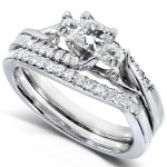 White Gold 3/4ct TDW Diamond Bridal Ring Set - Handcrafted By Name My Rings™