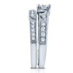 White Gold 3/4ct TDW Diamond Filigree Milgrain Bridal Rings Set - Handcrafted By Name My Rings™
