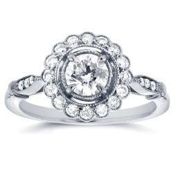 White Gold 3/4ct TDW Floral Antique Diamond Ring - Handcrafted By Name My Rings™