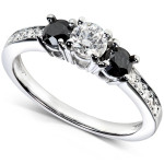 White Gold 3/5 ct TDW Black and White Diamond Engagement Ring  - Handcrafted By Name My Rings™