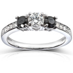 White Gold 3/5 ct TDW Black and White Diamond Engagement Ring  - Handcrafted By Name My Rings™
