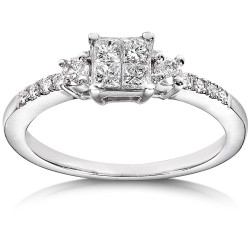 White Gold 3/8ct TDW Diamond Engagement Ring - Handcrafted By Name My Rings™