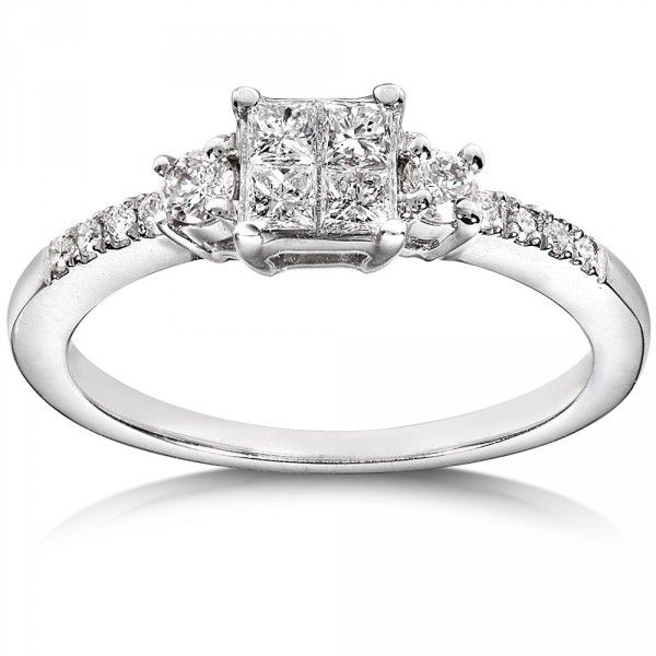 White Gold 3/8ct TDW Diamond Engagement Ring - Handcrafted By Name My Rings™