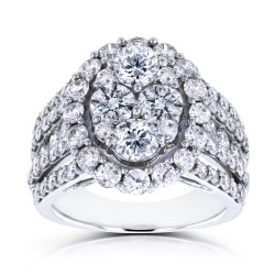 White Gold 3ct TDW Oval Cluster Round Brilliant Diamond Ring - Handcrafted By Name My Rings™