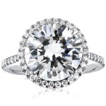 White Gold 4 3/4ct Round Forever Brilliant Moissanite and 2/5ct TDW Diamond H - Handcrafted By Name My Rings™