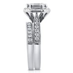 White Gold 4/5ct Emerald and Round Diamond Art Deco Cathedral Bridal Set - Handcrafted By Name My Rings™