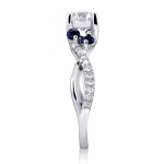 White Gold 4/5ct TCW Diamond and Blue Sapphire 5 Stone Ring - Handcrafted By Name My Rings™