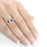 White Gold 4/5ct TCW Diamond and Blue Sapphire 5 Stone Ring - Handcrafted By Name My Rings™