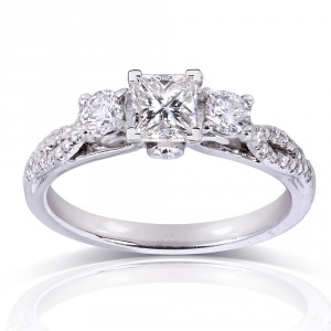 White Gold 4/5ct TDW Princess-cut Diamond Engagement Ring - Handcrafted By Name My Rings™