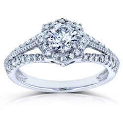 White Gold 4/5ct TDW Round Diamond Engagement Ring - Handcrafted By Name My Rings™