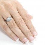 White Gold 4/5ct TDW Round-cut Diamond Antique Halo Engagement Ring - Handcrafted By Name My Rings™