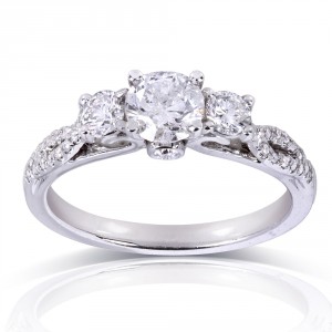 White Gold 4/5ct TDW Round-cut Diamond Engagement Ring - Handcrafted By Name My Rings™