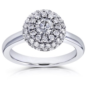 White Gold 4/5ct TDW Rounded Dome Cluster Diamond Engagement Ring - Handcrafted By Name My Rings™