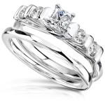 White Gold 5/8 ct TDW Diamond Bridal Ring Set - Handcrafted By Name My Rings™