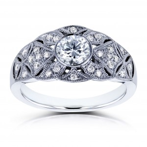 White Gold 5/8ct TDW Diamond Vintage Engagement Ring - Handcrafted By Name My Rings™