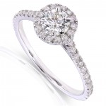 White Gold 5/8ct TDW Round Diamond Halo Engagement Ring - Handcrafted By Name My Rings™