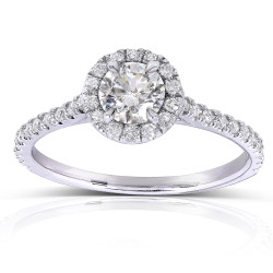 White Gold 5/8ct TDW Round Diamond Halo Engagement Ring - Handcrafted By Name My Rings™