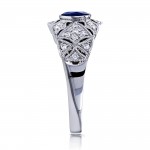 White Gold 5/8ct TGW Bezel Sapphire and Diamond Vintage Engagement Ring - Handcrafted By Name My Rings™